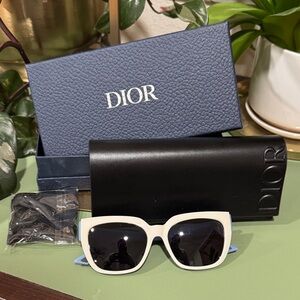 Dior White Frame Black Lens Women's Sunglasses